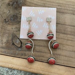 PIPER K RHINESTONE “CHRISTMAS JEWELED ORNAMENTS” DANGLE EARRINGS 
BRAND …